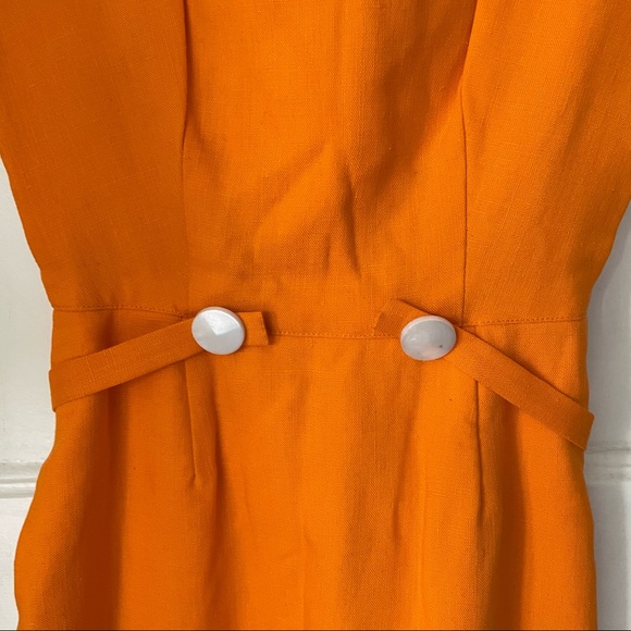 Vintage 60s Orange Sheath Dress with Pockets - Picture 5 of 5